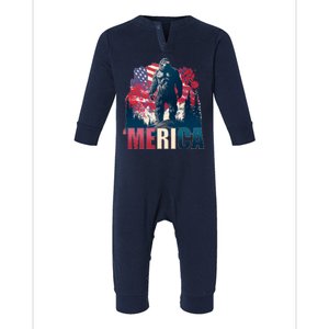 Patriotic Merica Bigfoot Sasquatch Infant Fleece One Piece