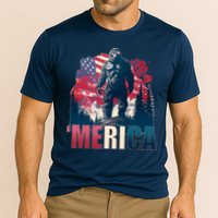 Patriotic Merica Bigfoot Sasquatch Performance Shirt