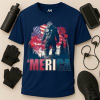 Patriotic Merica Bigfoot Sasquatch Performance Shirt