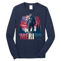 Patriotic Merica Bigfoot Sasquatch Long Sleeve Shirt