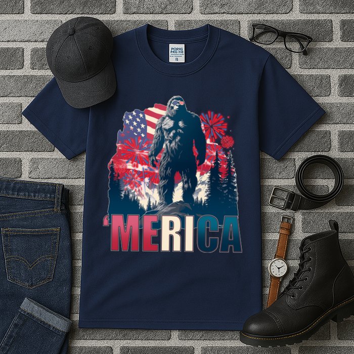 Patriotic Merica Bigfoot Sasquatch Tall T-Shirt