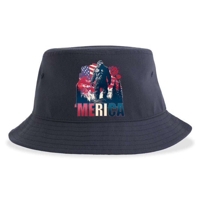 Patriotic Merica Bigfoot Sasquatch Sustainable Bucket Hat