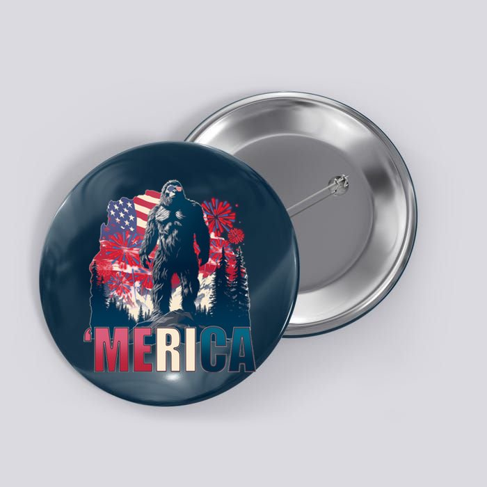 Patriotic Merica Bigfoot Sasquatch Button