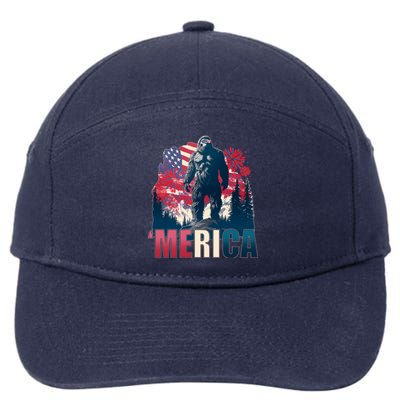 Patriotic Merica Bigfoot Sasquatch 7-Panel Snapback Hat