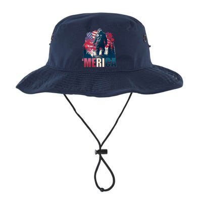 Patriotic Merica Bigfoot Sasquatch Legacy Cool Fit Booney Bucket Hat