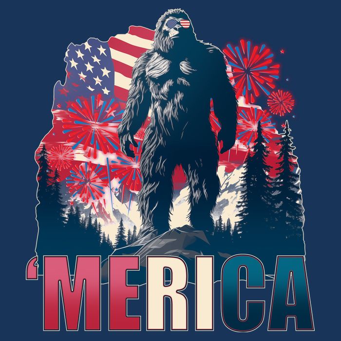 Patriotic Merica Bigfoot Sasquatch Drawstring Bag