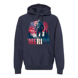 Patriotic Merica Bigfoot Sasquatch Premium Hoodie