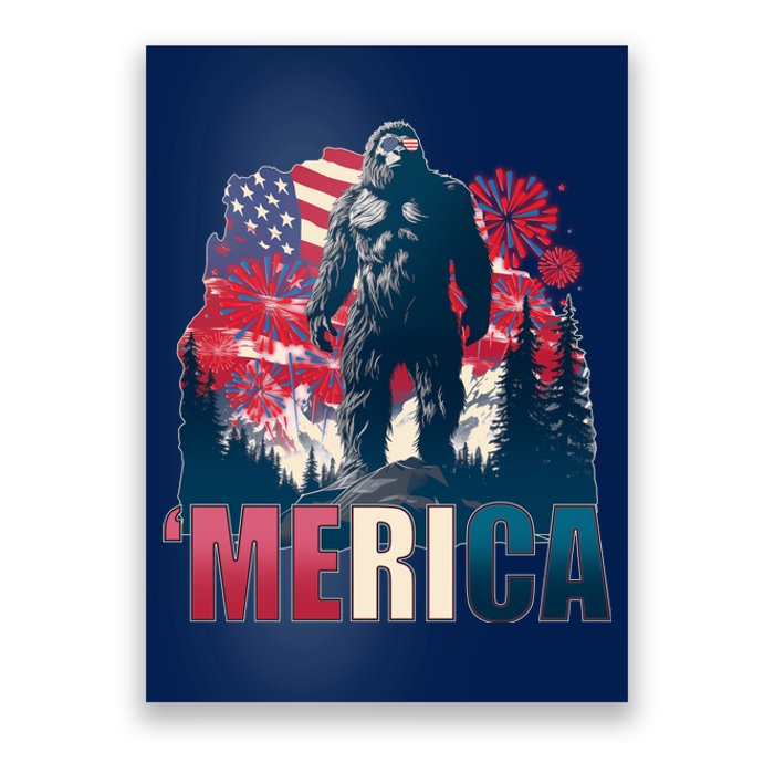 Patriotic Merica Bigfoot Sasquatch Poster