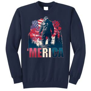 Patriotic Merica Bigfoot Sasquatch Tall Sweatshirt