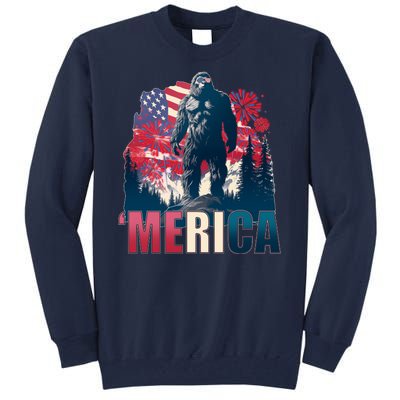 Patriotic Merica Bigfoot Sasquatch Tall Sweatshirt