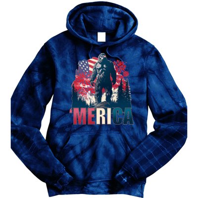 Patriotic Merica Bigfoot Sasquatch Tie Dye Hoodie