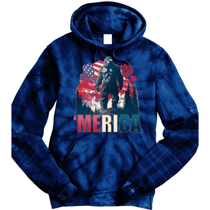 Patriotic Merica Bigfoot Sasquatch Tie Dye Hoodie