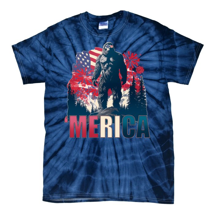 Patriotic Merica Bigfoot Sasquatch Tie-Dye T-Shirt