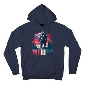 Patriotic Merica Bigfoot Sasquatch Tall Hoodie