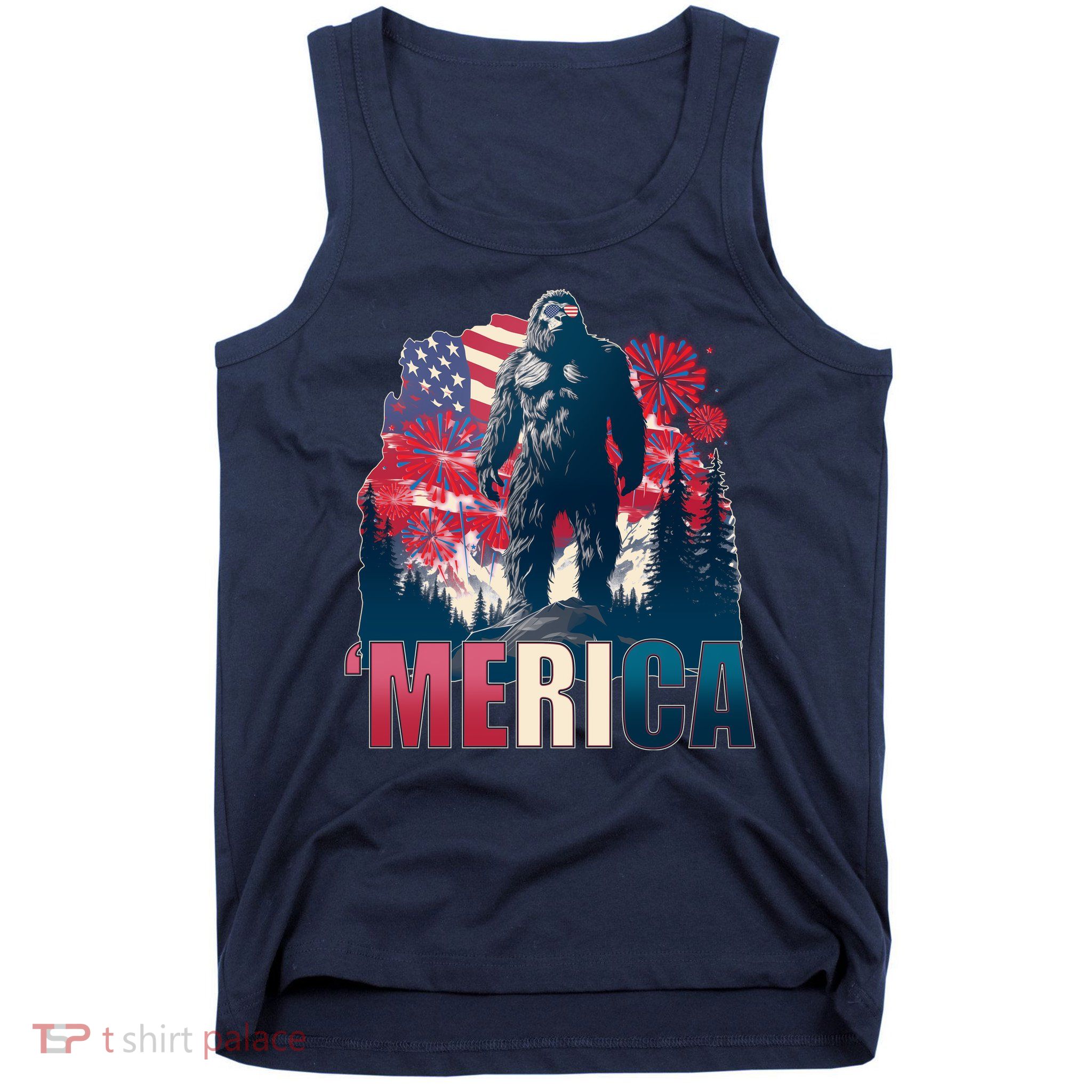 Patriotic Merica Bigfoot Sasquatch Tank Top