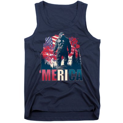 Patriotic Merica Bigfoot Sasquatch Tank Top