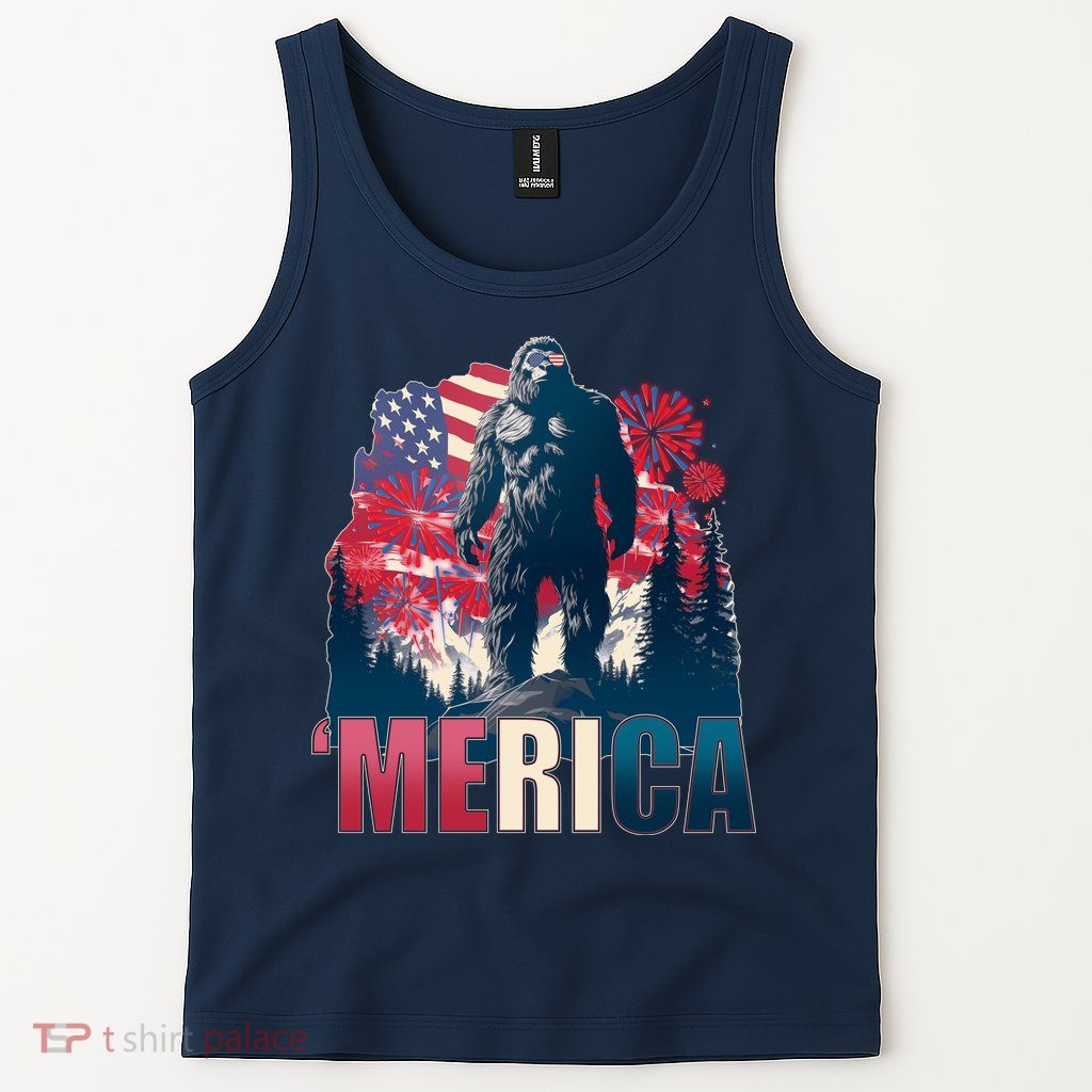 Patriotic Merica Bigfoot Sasquatch Tank Top