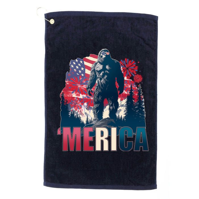 Patriotic Merica Bigfoot Sasquatch Platinum Collection Golf Towel