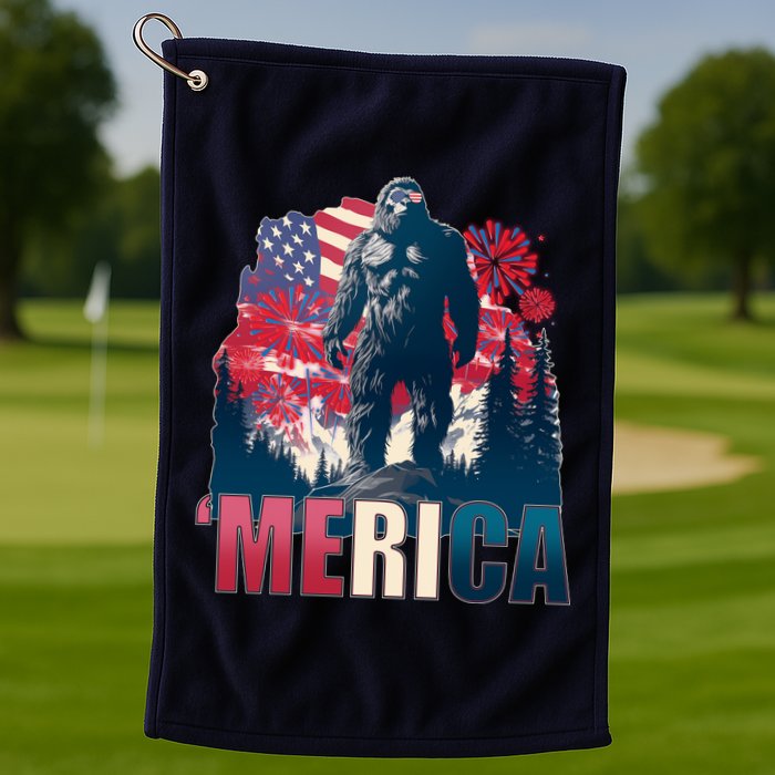 Patriotic Merica Bigfoot Sasquatch Golf Towel