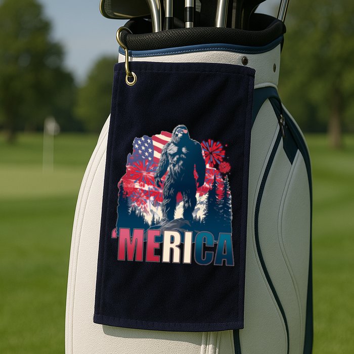 Patriotic Merica Bigfoot Sasquatch Golf Towel