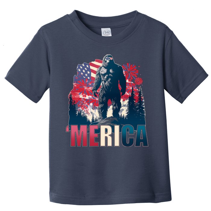 Patriotic Merica Bigfoot Sasquatch Toddler T-Shirt
