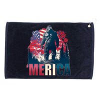 Patriotic Merica Bigfoot Sasquatch Grommeted Golf Towel