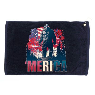 Patriotic Merica Bigfoot Sasquatch Grommeted Golf Towel