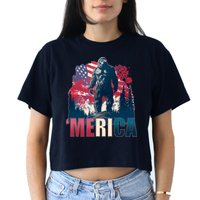 Patriotic Merica Bigfoot Sasquatch Crop Top