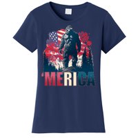 Patriotic Merica Bigfoot Sasquatch Women's T-Shirt