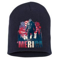 Patriotic Merica Bigfoot Sasquatch Short Acrylic Beanie