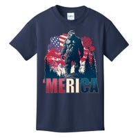 Patriotic Merica Bigfoot Sasquatch Kids T-Shirt
