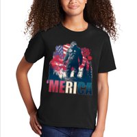 Patriotic Merica Bigfoot Sasquatch Kids T-Shirt