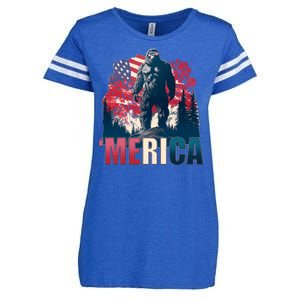 Patriotic Merica Bigfoot Sasquatch Enza Ladies Jersey Football T-Shirt