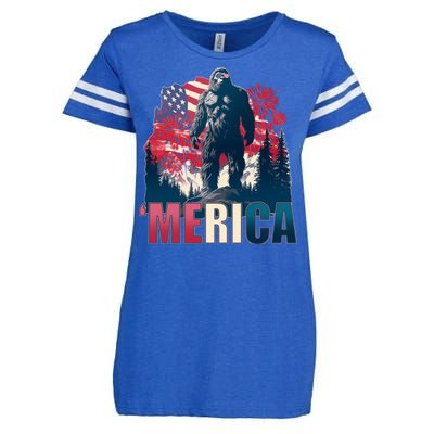 Patriotic Merica Bigfoot Sasquatch Enza Ladies Jersey Football T-Shirt