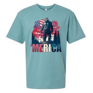 Patriotic Merica Bigfoot Sasquatch Sueded Cloud Jersey T-Shirt