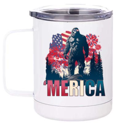 Patriotic Merica Bigfoot Sasquatch 12 oz Stainless Steel Tumbler Cup