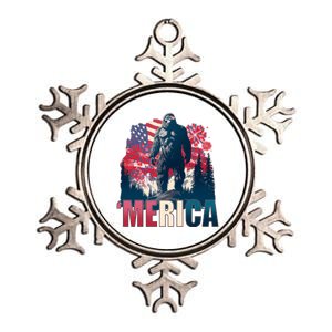 Patriotic Merica Bigfoot Sasquatch Metallic Star Ornament