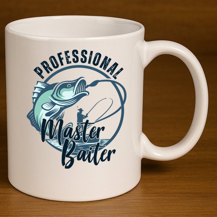 Professional Master Baiter Fishing 11oz C Handle Ceramic Mug