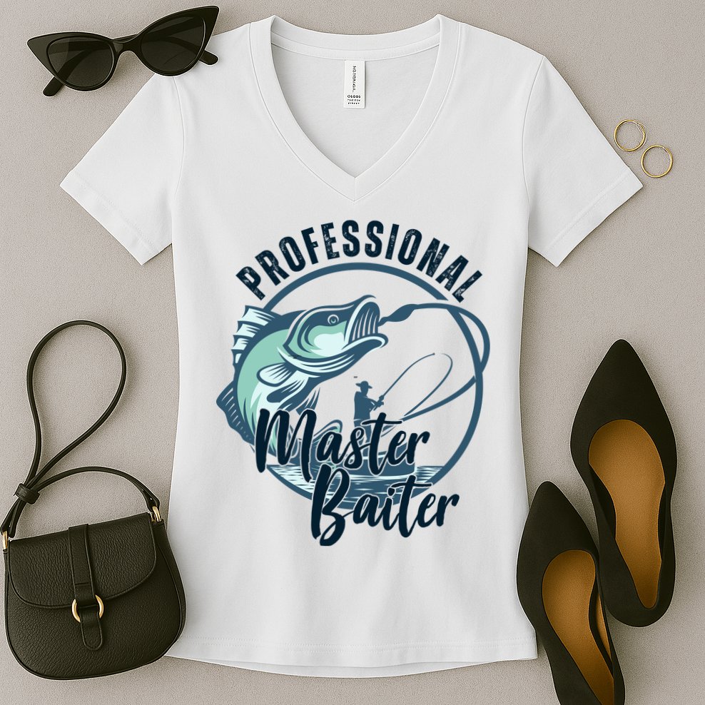 Professional Master Baiter Fishing Women's V-Neck T-Shirt