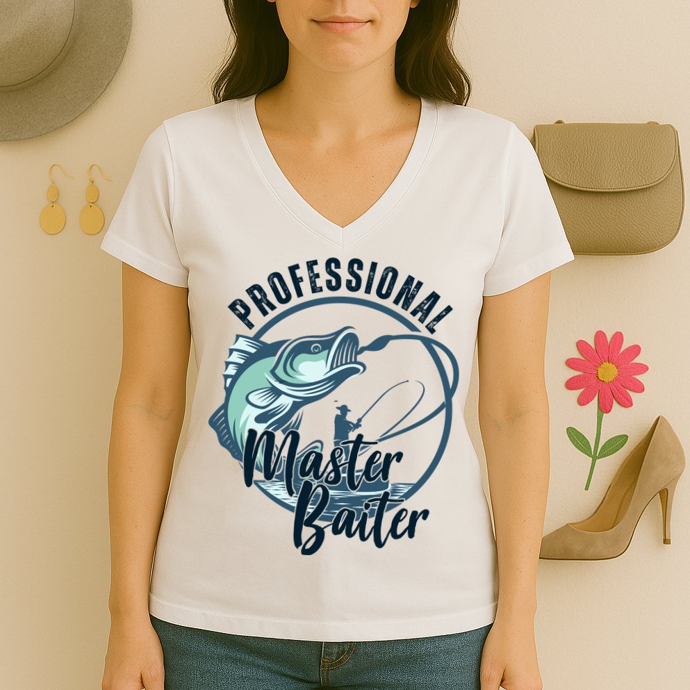 Professional Master Baiter Fishing Women's V-Neck T-Shirt