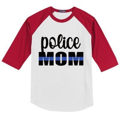 Police Mom Blue Line Mother Proud Police Officer Mom Meaningful Gift Kids Colorblock Raglan Jersey