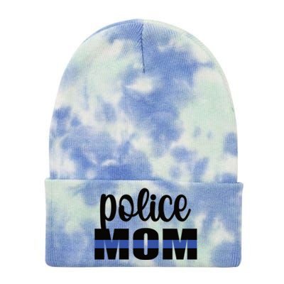 Police Mom Blue Line Mother Proud Police Officer Mom Meaningful Gift Tie Dye 12in Knit Beanie