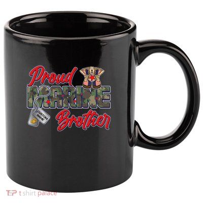 Proud Marine Brother Personalize Dog Tags 11oz C Handle Ceramic Mug