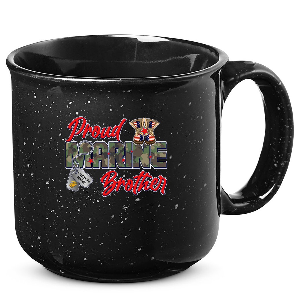 Proud Marine Brother Personalize Dog Tags 15oz Campfire Ceramic Mug