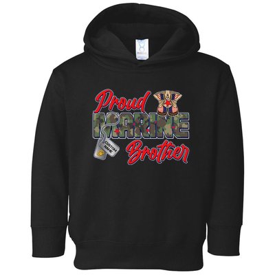 Proud Marine Brother Personalize Dog Tags Toddler Hoodie