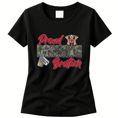 Proud Marine Brother Personalize Dog Tags Womens T-Shirt