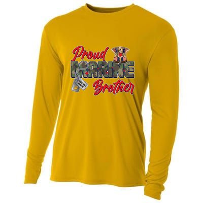 Proud Marine Brother Personalize Dog Tags Cooling Performance Long Sleeve Crew