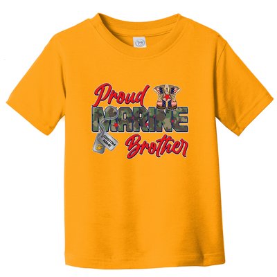 Proud Marine Brother Personalize Dog Tags Toddler T-Shirt