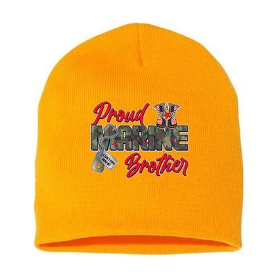 Proud Marine Brother Personalize Dog Tags Short Acrylic Beanie