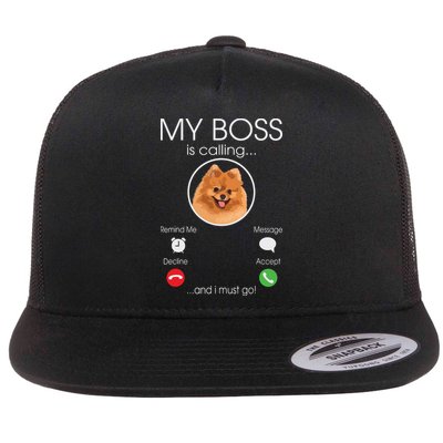 Pomeranian My Boss Flatbill Hat